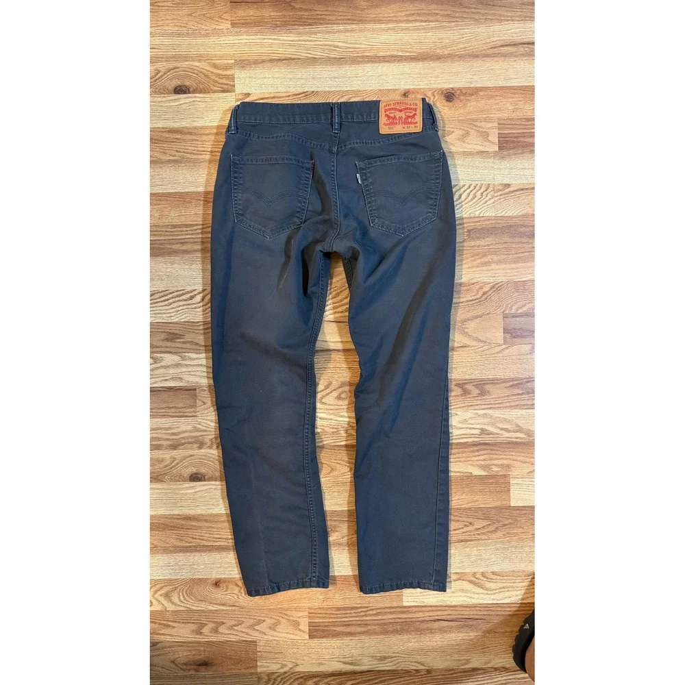 Levis 511 Slim Fit Pants Mens 32x30 Charcoal Gray Chino Jeans 5 Pocket Casual